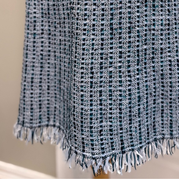 St. John Blue and White Patterned Midi Dress - Picture 11 of 15